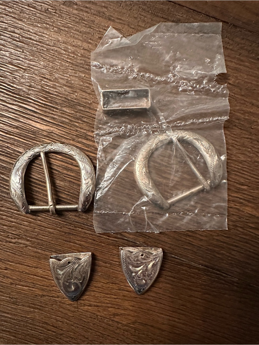 Pair 1” Alpaca Mexico Silver Western Buckles